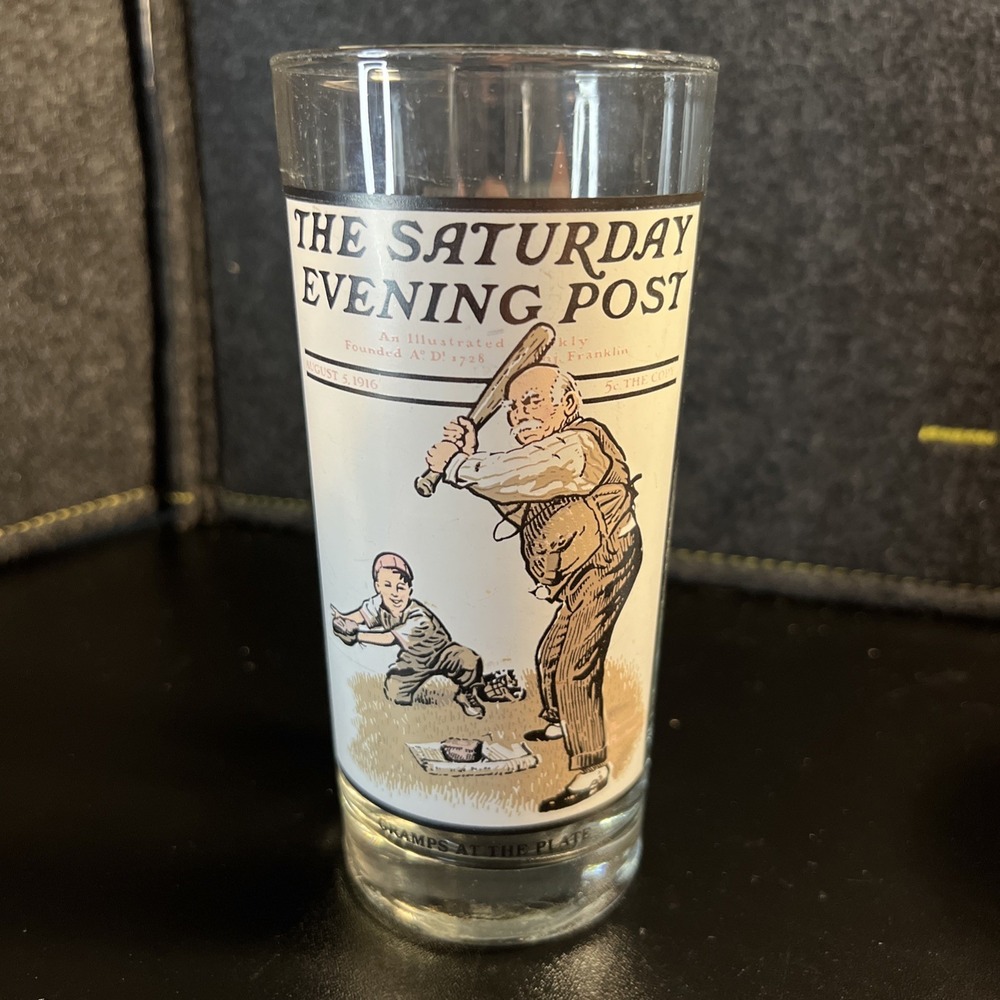 Rare 1987 Norman Rockwell Saturday Evening Post Glass Gramps At The Plate Arby's